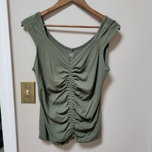 GAP Sage Green Ruched Tank Top